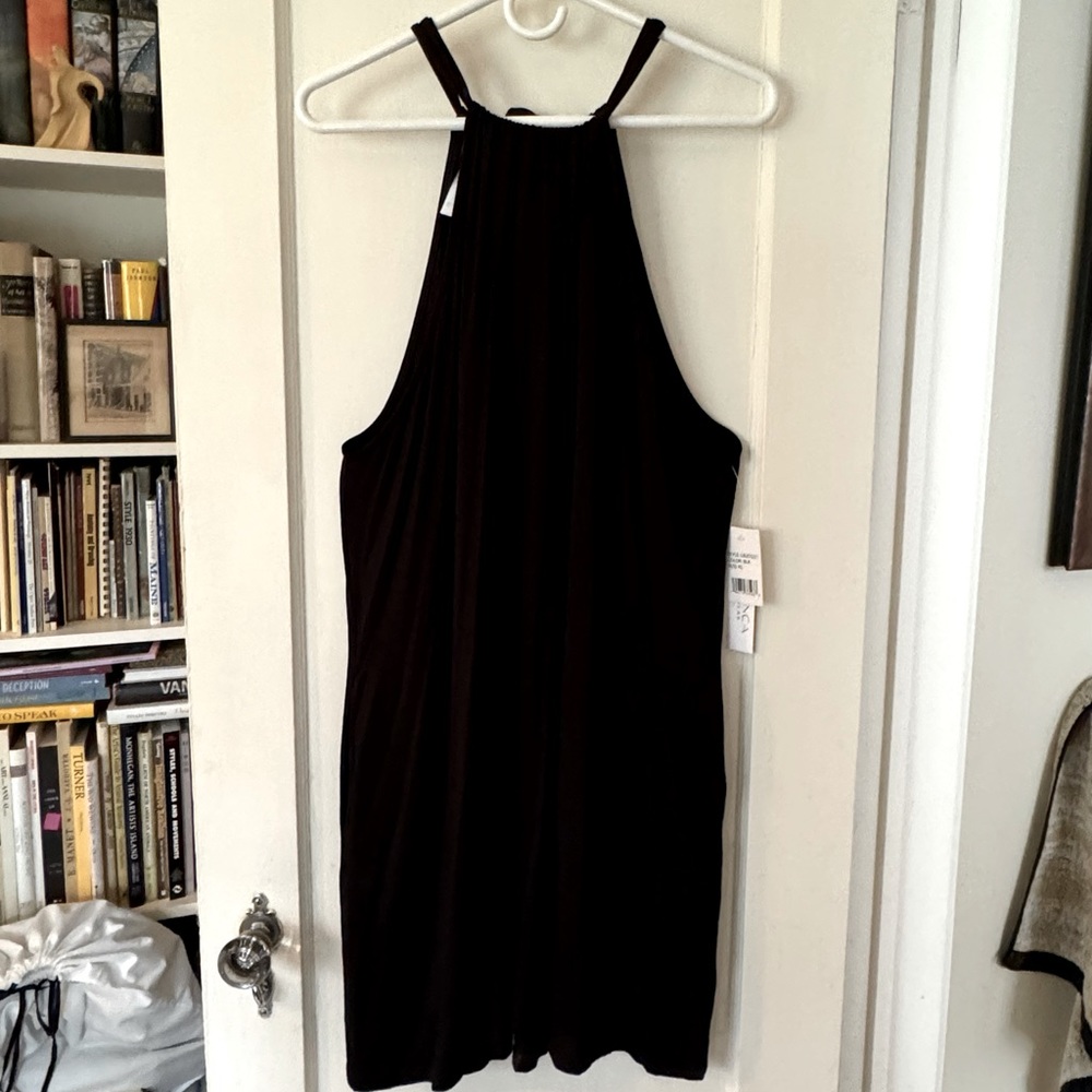 NWT La Blanca beach cover up halter neckline in blk XL